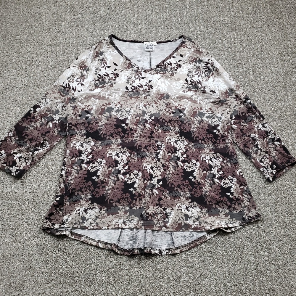 PARSLEY & SAGE Top XL Black White Floral Vintage Y2k Boho Fairy Artsy Festival